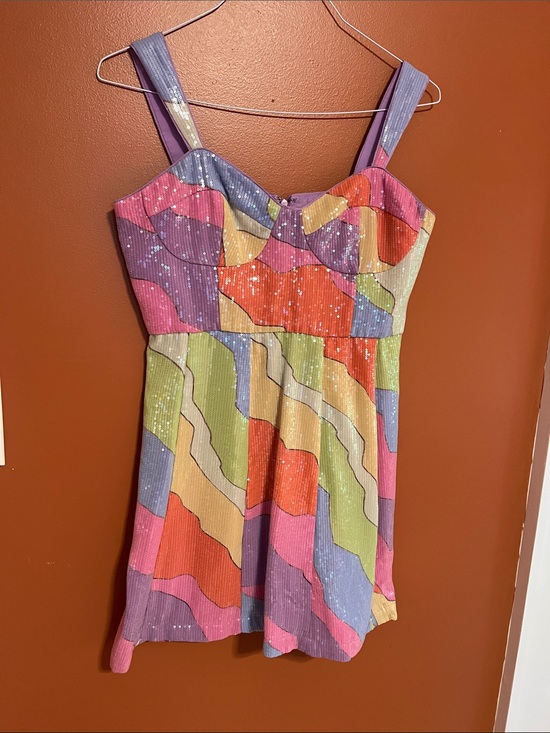 Hutch Dresses & Skirts - Hutch Rainbow Sequin Bustier Mini Dress Size 8